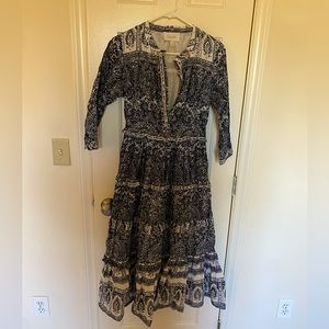 Cleobella Dalia Midi Dress Rishi Block Print XS ECU